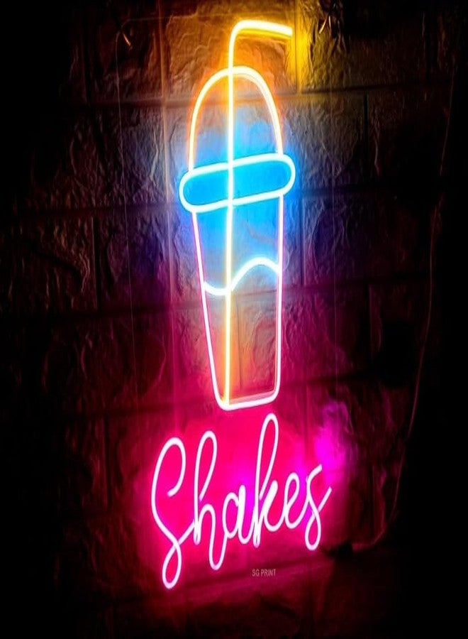 Wall Mitra Shake Neon Signs | Shakes Shop Neon Signs | Shakes Neon Light | Neon light | Shakes Neon Sign Light | Home Decor | Wall Decor| Room Decor(12x18) PINK+BLUE - Image 3